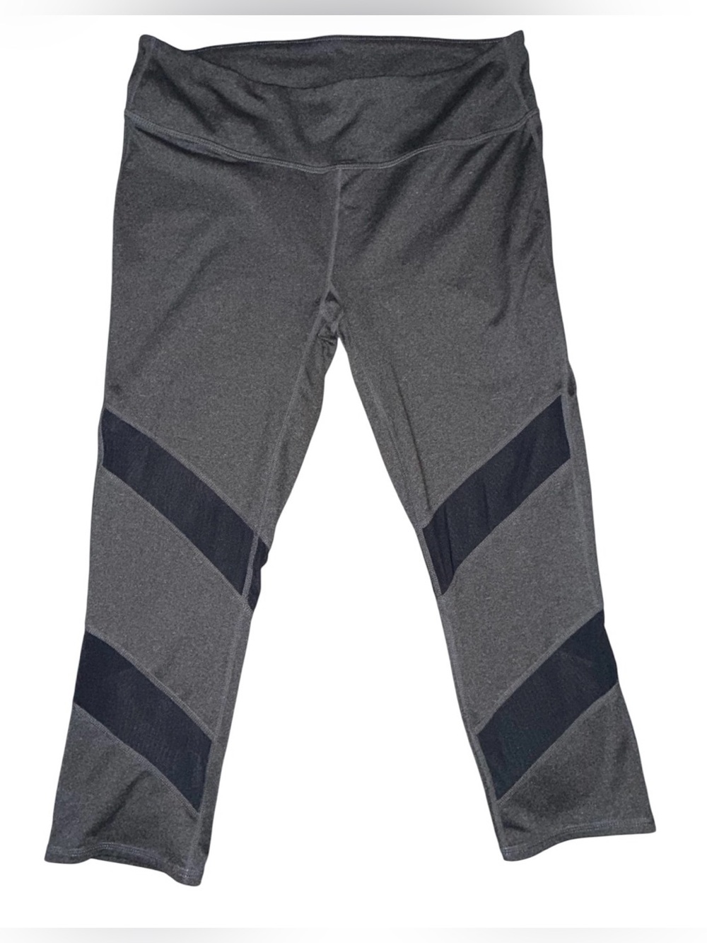 Fabletics Gray Leggings with Black Mesh Panels